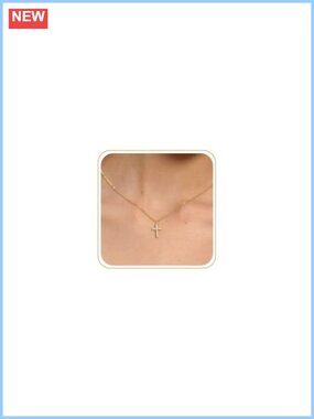 14K Gold Plated Cross Pendant Necklace with Extension